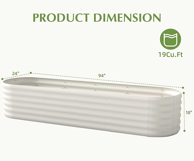 DDK Galvanized Raised Garden Bed, Outdoor Planter Bed, 8x2x1.5ft Metal Planter Box for Gardening and Planting,MW