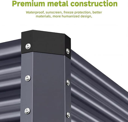 2PCS 6x3x1 FT Rectangle Metal Raised Garden Bed Kit, Elevated Garden Planter Box Outdoor, Large Planters for Outdoor Plants, Flower, Vegetables, Fruit, Herbs (Dark Gray)