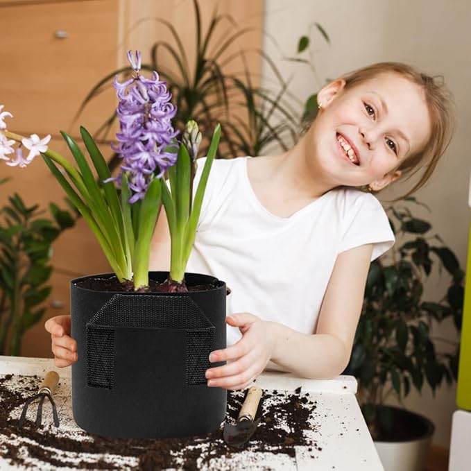 Eunika 6 Pack Lily Plant Pots for Pond, 1 Gallon Nonwoven Plant Fabric Pots with Handles Breathable Felt Aquatic Plant Pots Reusable Plant Grow Bags for Potato, Bog Plant, Water Lily, Lotus,Vegetables