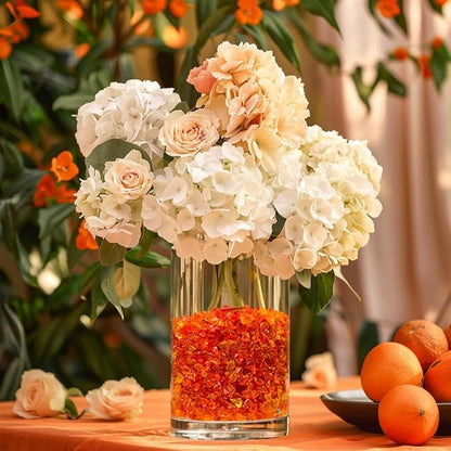 HappyFiller 1.3 LB Reddish Orange Crushed Glass Sand Terrarium Mini Broken Pieces Vase Filler,Epoxy Resin Art Crafts Glitter,Table Scatter,Candle Holder,Planter Soil Cover,Easter Decor