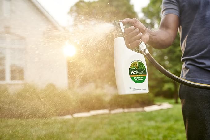 Scotts EZ Feed Plus Greening Power: 2,000 sq. ft., Works Quickly, Fertilizer for Green Lawns, Use on All Grass Types, 32 oz.