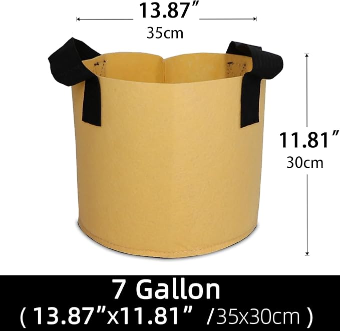Grow Bags,Growing Pot Bags Garden Grow Bag Indoor Outdoor Fabric Aeration Plant Pot Container Flower Vegetable Pouch (Khaki,7 Gallon)