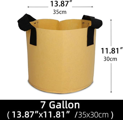 Grow Bags,Growing Pot Bags Garden Grow Bag Indoor Outdoor Fabric Aeration Plant Pot Container Flower Vegetable Pouch (Khaki,7 Gallon)