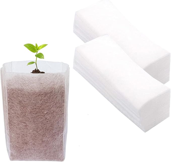 gardtree 300PCS 7×7.8 Inch Breathable Plant Grow Bags - Biodegradable Non-Woven Plant Nursery Bags for Seed Starting, Indoor/Outdoor Vegetables, Herbs & Flowers | Easy Transplant, Space Saving