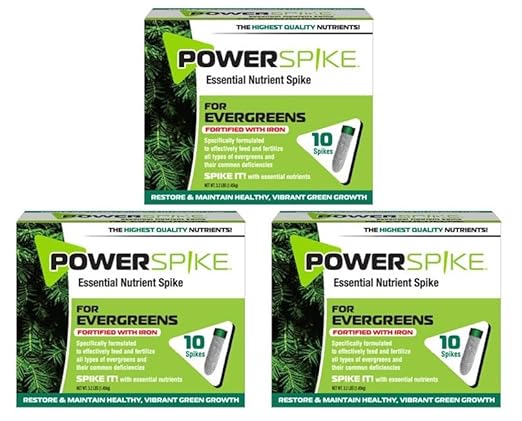 Power Spike for EVERGREENS, Fertilizer Spike. Essential Nutrient Spike Fortified with Iron to Feed All Types of evergreens and Address Common Deficiencies (30 Spikes - 9.6 lbs) (30)