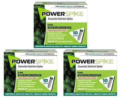 Power Spike for EVERGREENS, Fertilizer Spike. Essential Nutrient Spike Fortified with Iron to Feed All Types of evergreens and Address Common Deficiencies (30 Spikes - 9.6 lbs) (30)