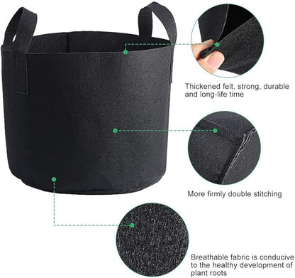 Black Felt Plants Growing Bag, Plant Grow Bags Garden Bag to Grow Vegetables, Vegetable Potato Planter Containers Flower Aeration Planting Pot Container for Planting Potatoes (7 Gallon (30 x 35cm))