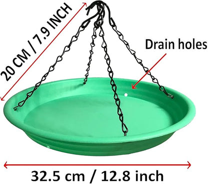 Large Hanging Bird Feeder Tray, Platform Seed Tray for Bird Feeders, Outdoor Garden Decoration for Backyard Attracting Wild Birds - Green