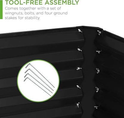 Best Choice Products 6x3x2ft Outdoor Metal Raised Garden Bed, Deep Root Box Planter for Vegetables, Flowers, Herbs, 269 Gallon Capacity, 100% Non Toxic Materials - Black