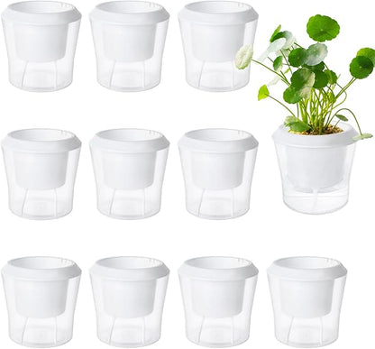MNKNENG 12 Pack Self Watering Pots for Indoor Plants 4.3 Inch Small Self-Watering Planter Pots with Water Level Indicator, Clear Plastic Round Plant Pot for Succulent, Flower, Herb,Office Home Decor