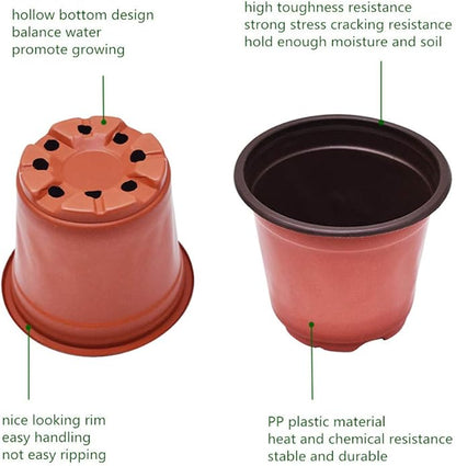 4.3" Seedling Pots Plastic Plant Pots Nursery Pots Plant Container Suit for Seeds Germination, Succulents Planting, Seeds Starting 100Pcs