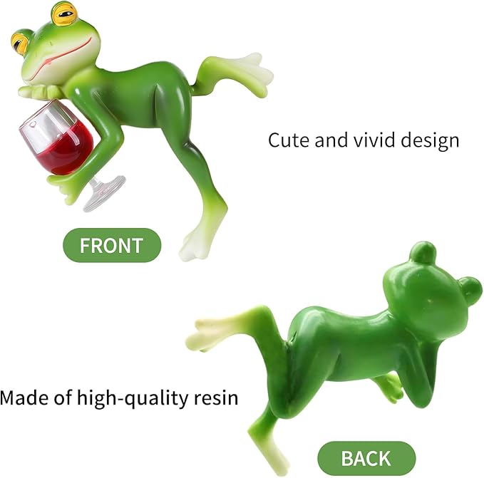 HPMAISON Miniature Frog Figurines Plant Decorations for Pots Frog Statue Planter Hugger Resin Garden Outdoor Fairy Garden Statue Hanging Figurines Yard Patio Decor Desk Ornament Women Gift