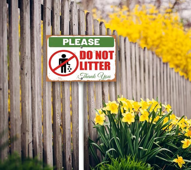 8 x 12 inch Please Do Not Littering Yard Sign Stakes Outdoor Lawn Yard Signs
