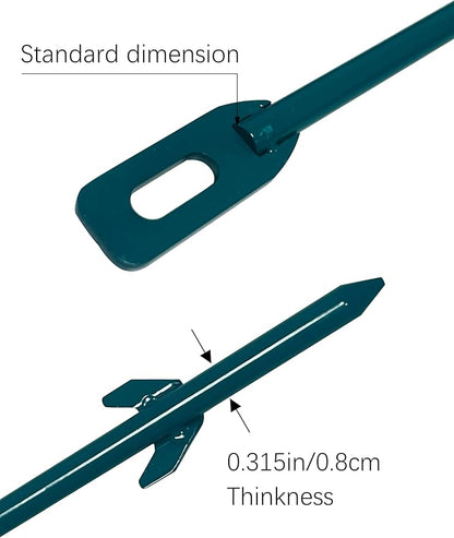 Pack of 2 Metal Yard Sign Stakes, Length 16.5 Inches Thickness 0.3 Inches for Ground Yard Lawn, Rust, Wind & Dust Resistant Sturdy Metal Stake, Not Easy to Shake, Color Available (Green)