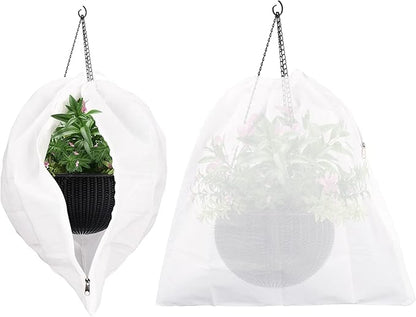 Abimars Thicker Plant Covers Freeze Protection Jacket 2.36 oz/yd², 2'x2' Reusable Winter Plant Covers with Drawstring & Zipper, 2 Pack Light, Porous Fabric for Plant Breathing