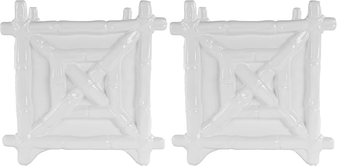 Lilly Pulitzer Small Planter for Indoor Plants or Flowers, Ceramic Pot with Drainage, Resort White (Bamboo) (Pack of 2)
