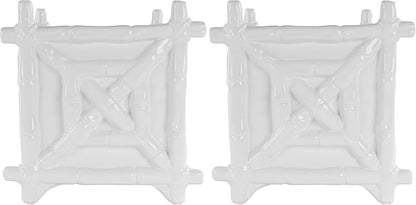 Lilly Pulitzer Small Planter for Indoor Plants or Flowers, Ceramic Pot with Drainage, Resort White (Bamboo) (Pack of 2)