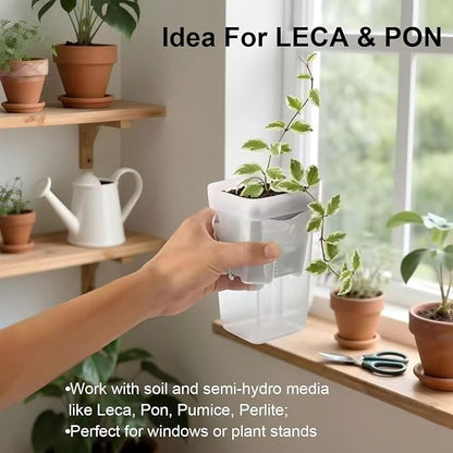 15 Pack 2 inch small self watering pots for indoor plants,semi hydroponic pots for leca and pon,clear plastic plant pot for propagation,seedling,cutting and African violet (muti-color, 2 inch)