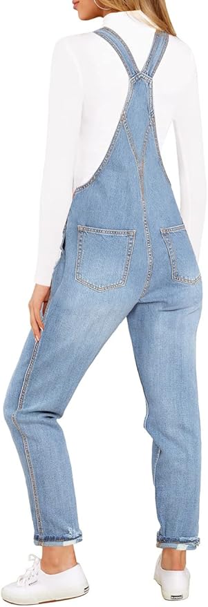 Vetinee Womens Classic Adjustable Straps Pockets Denim Bib Overalls Jeans Pants