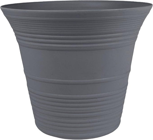 The HC Companies Sedona Round Self-Watering Pot - Lightweight Self Care Planter - Plastic Planter for Herbs & More - Durable Plant Pots for Indoor Plants & Outdoor Plants (14" Warm Gray, Pack of 1)