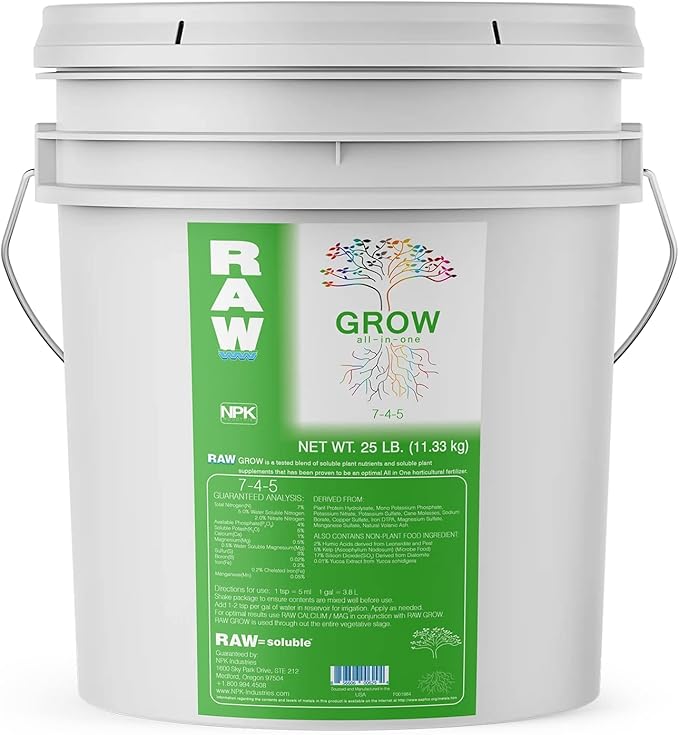 RAW All in One Grow 25lb - Complete Plant Nutrition for Thriving Growth - Indoor, Outdoor, Hydroponic Use