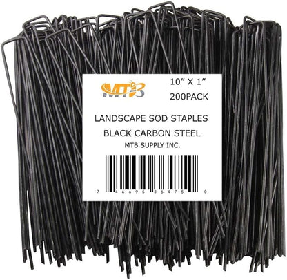 200 Pack 10x1 inch 11GA(0.12inch) Landscape Staples Garden Stakes Fence Netting Pins Ground Spikes Sod Cover Fabric Pegs Steel Uncoated
