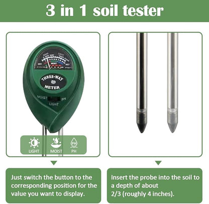 5 Gallon Nursery Pots (20-Pack) + 50ft Garden Hose with Spray Nozzle 2P + 3-in-1 Soil Tester 2P for Moisture/Light/pH | All-in-One Gardening Kit for Indoor/Outdoor Plants
