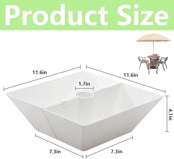 EBaokuup Umbrella Planter-Patio Table Flower Pot with Umbrella Hole-White Square Planter Pots for Indoor Outdoor Patio Table Garden Home Plants
