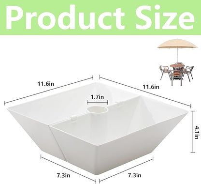 EBaokuup Umbrella Planter-Patio Table Flower Pot with Umbrella Hole-White Square Planter Pots for Indoor Outdoor Patio Table Garden Home Plants