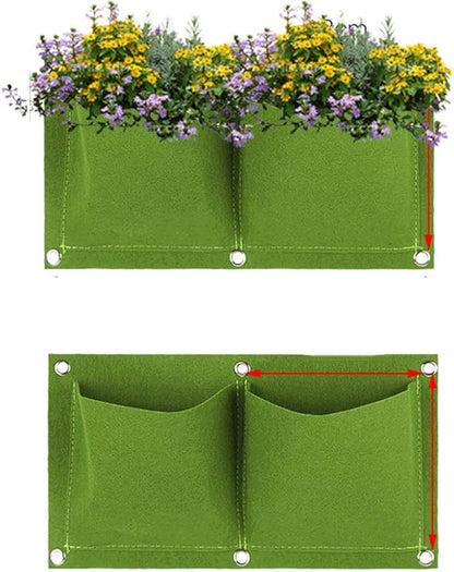 Planter Garden Growing Bag Horizontal Wall Mount Planter Felt Garden Vertical Wall Hangers Pots Vertical Living Wall Planter Hanging Planters Plants Flowers Indoor Outdoor (2Pockets Green)