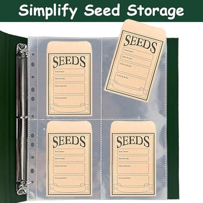 200 Pockets Seed Storage Organizer Sleeves for 3/4 Ring Binder, 50 Pack Clear Garden Seed Packet Organizer(A4), Large Top Loading Seed Holder Book Sheet Protectors, Seed Saving Sleeves