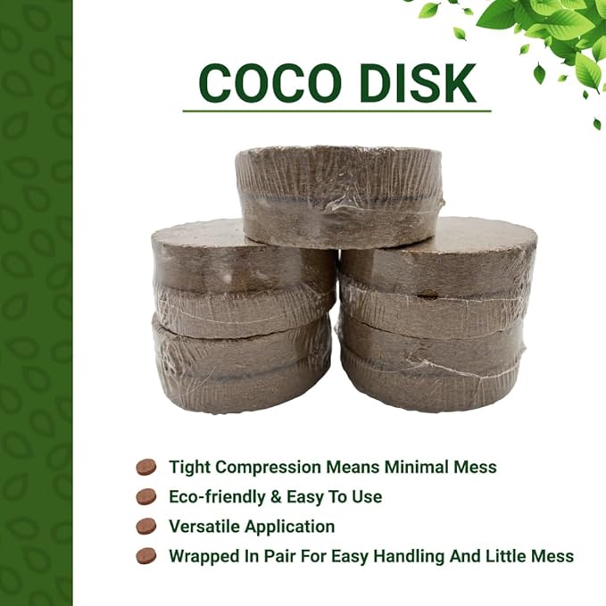 STRNG - Compressed Coco Coir Fiber Disc - 100mm Diameter - 2 Pack - Low EC Ideal for Organic Gardening Herbs, Grass, Flowers, Seedlings & Houseplants Soil Alternative