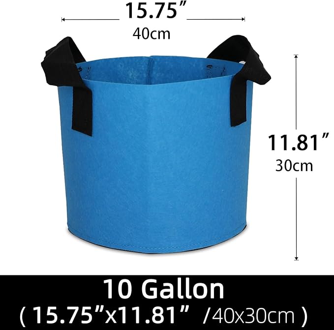 Grow Bags,Growing Pot Bags Garden Grow Bag Indoor Outdoor Fabric Aeration Plant Pot Container Flower Vegetable Pouch (Sky Blue,10Gallon)