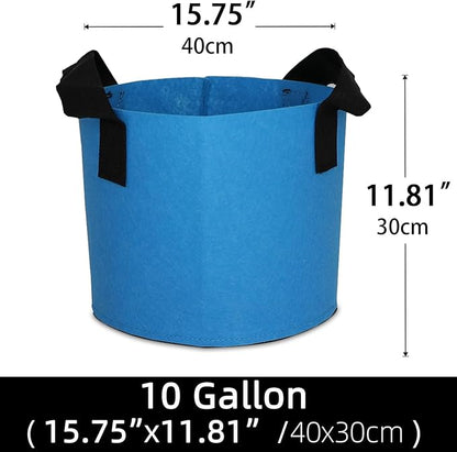 Grow Bags,Growing Pot Bags Garden Grow Bag Indoor Outdoor Fabric Aeration Plant Pot Container Flower Vegetable Pouch (Sky Blue,10Gallon)