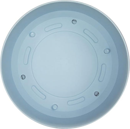 Bloem Mathers 12" Misty Blue Round Modern Resin Garden Planter Pot with Drainage Holes and Removable Saucer Tray Included