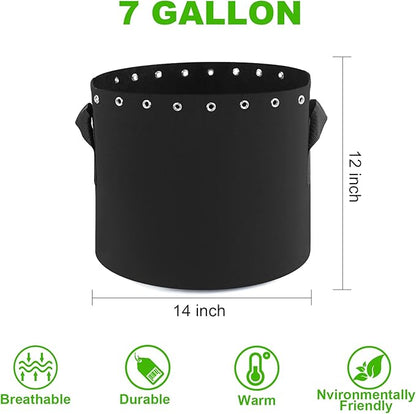 7 Gallon Fabric Pots with Holes 5-Packs,Thichkened Non-Woven Aeration Grow Bags with Handles - Reinforced Weight Capacity