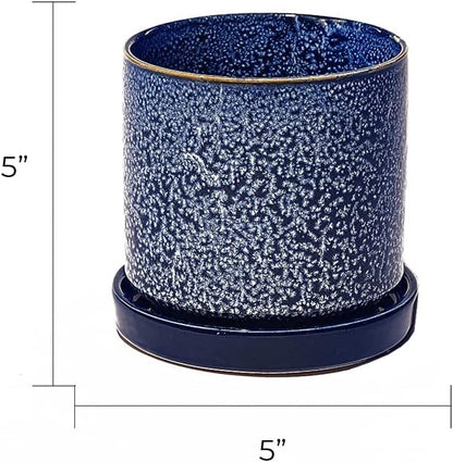 CHIVE ‘Minute’ Ceramic Planter Pot — Cute 5” Colorful Succulent Pots for Indoor & Outdoor House Plants — Beautiful Modern Farmhouse Kitchen Decor — Cosmo Blue