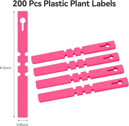 200 Pcs Plant Labels Tags, Plastic Markers Tree Tags for Outdoor, Waterproof Warp Around Hanging Name Tags for Nursery Garden (Pink)