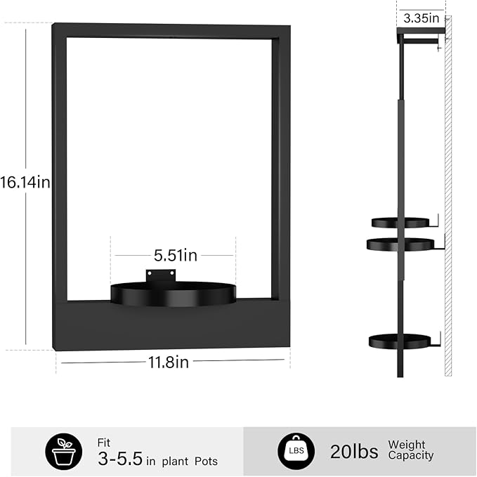 Wall Planters for Indoor Plants Wall Plant Holder Frame Plant Wall Hanger Window Plant Hanger for Livingroom Entryway (1)