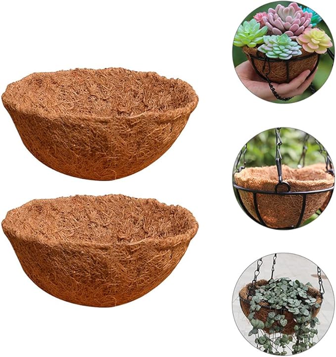 Cabilock 1set Coconut Fiber Flowerpot Liners Hanging Planter Inserts for Home Gardening Balcony Decor Wedding Arrangements Light Brown