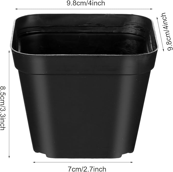 36 Pcs Nursery Pots 4 Inch, Plastic Seed Starting Pot with Drainage Holes, Sturdy Seedling pots for Planting, Succulents, Transplanting, Cuttings (Black)