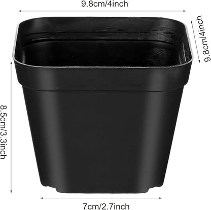 36 Pcs Nursery Pots 4 Inch, Plastic Seed Starting Pot with Drainage Holes, Sturdy Seedling pots for Planting, Succulents, Transplanting, Cuttings (Black)