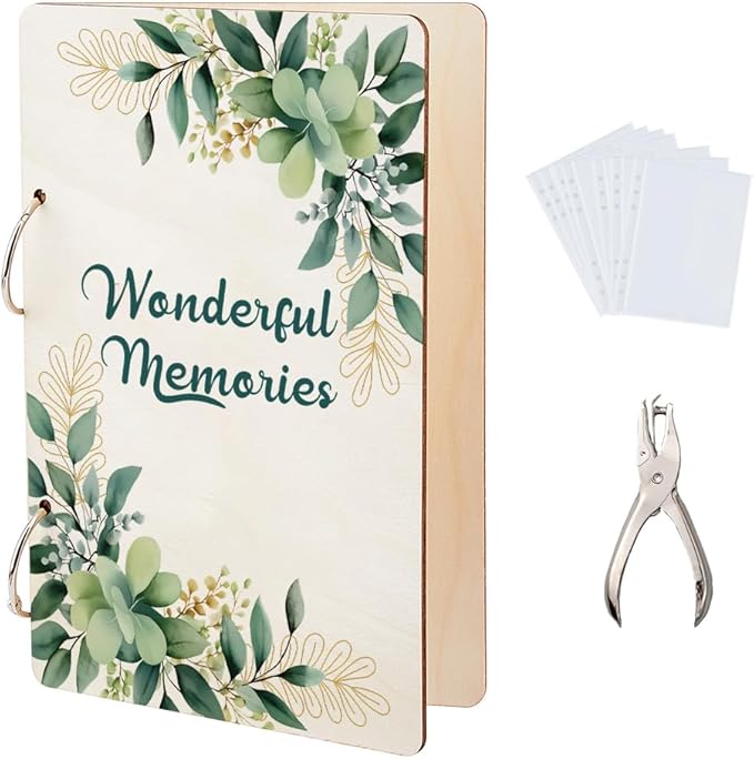SUPERDANT Wonderful Memories Greeting Card Organizer Wedding Gift Card Holder Cards Keeper Storage Keepsake Book Binder Birthday Post Cards Photo Album Holder with Punch and 20pcs Inner Pockets