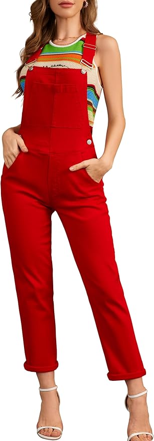 Bib Overalls for Women Fashion Jean Jumpsuit Adjustable Strap Coveralls