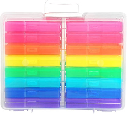 4" x 6" Photo Storage Case with Handle, 16 Inner Photo Organizer Keeper, Extra Large Storage Picture Boxes, Seed Storage, Transparent Craft Keeper (Multicolor-16 Pack Inner Box)