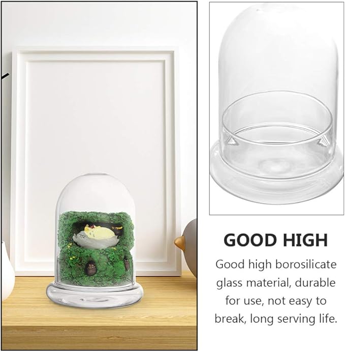 DOITOOL Glass Cloche Dome Bell Jar with Airhole and Base: 2 PCS Glass Terrarium Planter Container Decorative Clear Terrarium Planter for Plants, Collectibles, 4.2 X 4.2 X 6.7 Inches