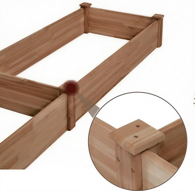 8x2ft Outdoor Wooden Raised Garden Bed,Elevated Planting Planter Box for Vegetables/Garden/Lawn/Patio,Acorn Brown, 96 x 24 x 9in