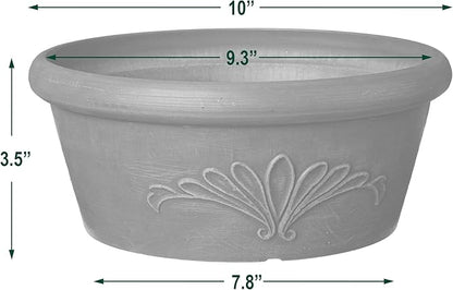 Arcadia Garden Products PSW TA25TC Plastic/Stone/Wood Composite Bulb Pan – No Drainage Hole (Drillable), Planter Bowl for Succulents, Bonsai, Fairy Gardens, Herbs,10-Inch, Terra Cotta Color