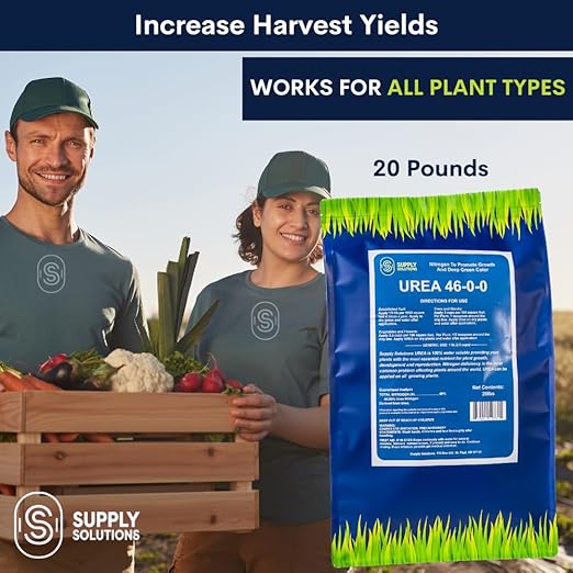 Supply Solutions Urea 46-0-0 Nitrogen Fertilizer to Stimulate Lush Growth and Deep Green Color - Plant Food Plant Fertilizer for Plants Lawn Garden - Bloom Booster for Flowers, Fruits (20 Pounds)