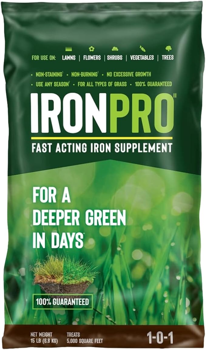 Earth Science – Iron Pro Fast Acting Iron Supplement for Use on Lawns, Flowers, and Vegetables with All Soil Types – Easy Application – Covers up to 5k Square Feet